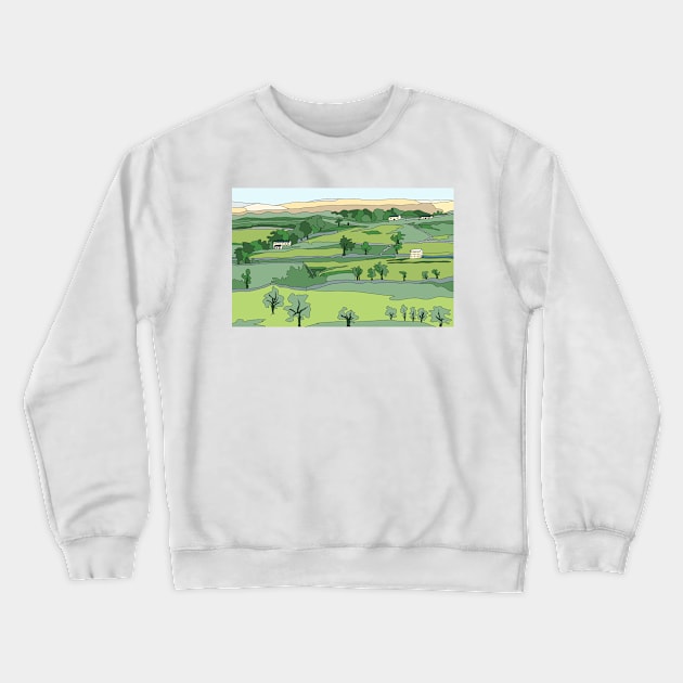 Swaledale, Yorkshire Dales National Park - digital art Crewneck Sweatshirt by JennyCathcart